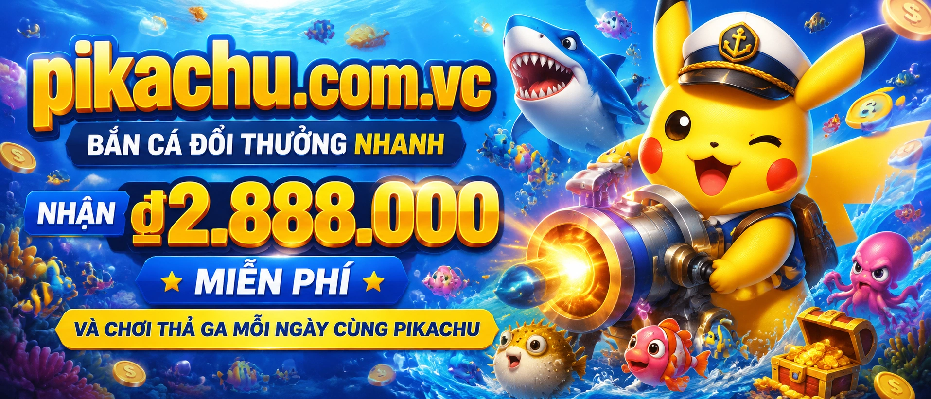 PIKACHU Bắn Cá giao diện đại dương và danh sách game