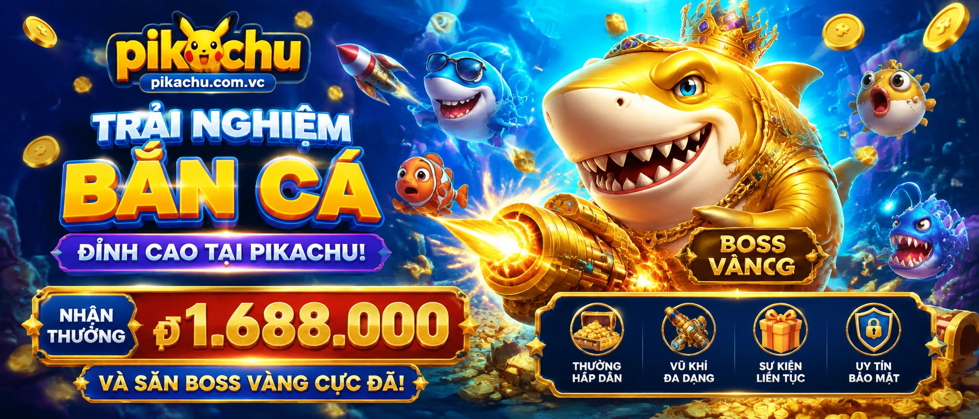 Banner khuyến mãi Bắn Cá với phòng game và ưu đãi người mới