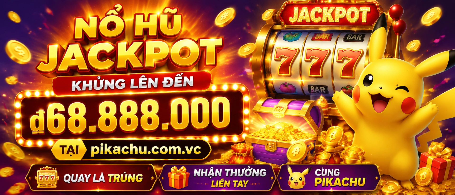 Minh họa khu Nổ Hũ PIKACHU với giao diện thưởng và vòng quay