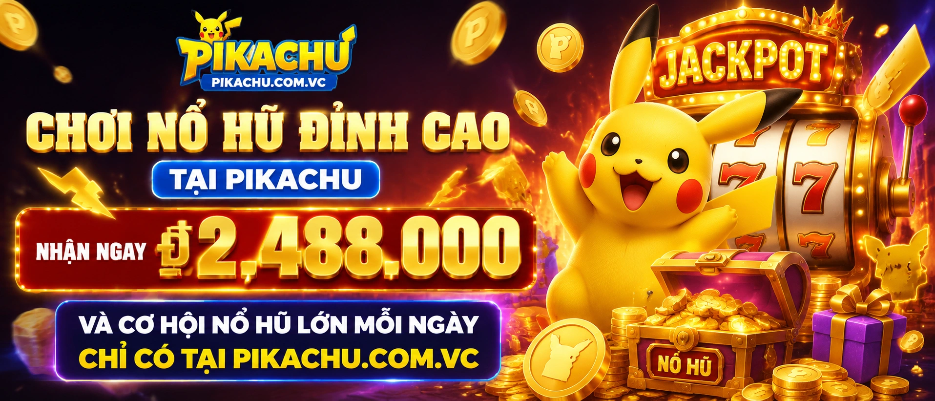 Giao diện PIKACHU Nổ Hũ với khu trò chơi và thông tin thưởng