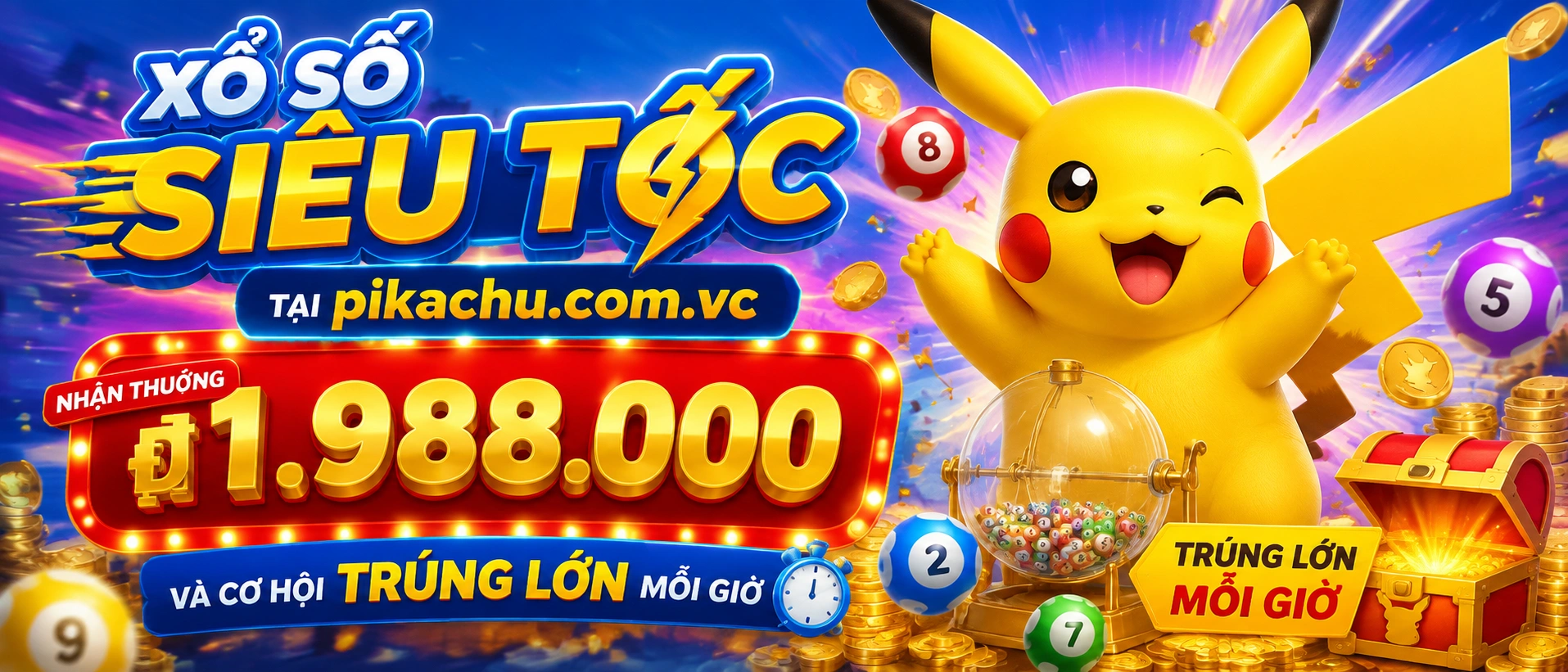 PIKACHU trên thiết bị di động với giao diện xổ số thân thiện